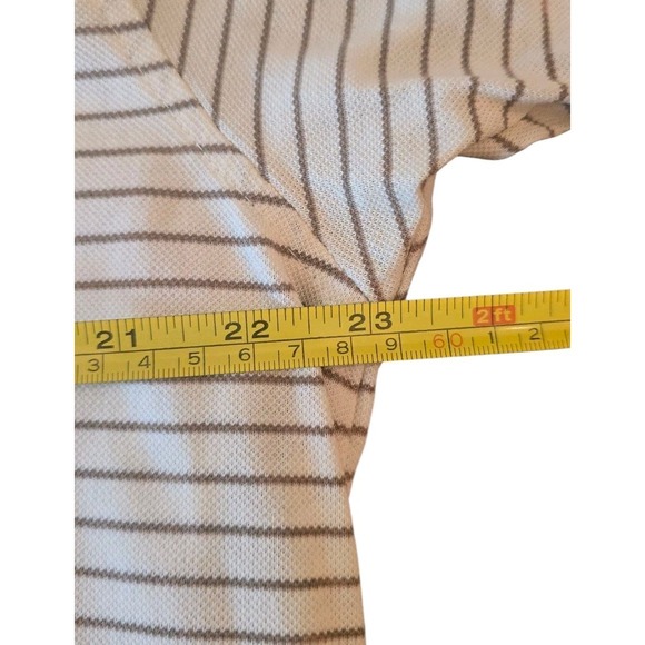 Roundtree & Yorke Polo Shirt Men Mercerized Cotton Stripes Beige SZ Large #452 - Picture 5 of 7